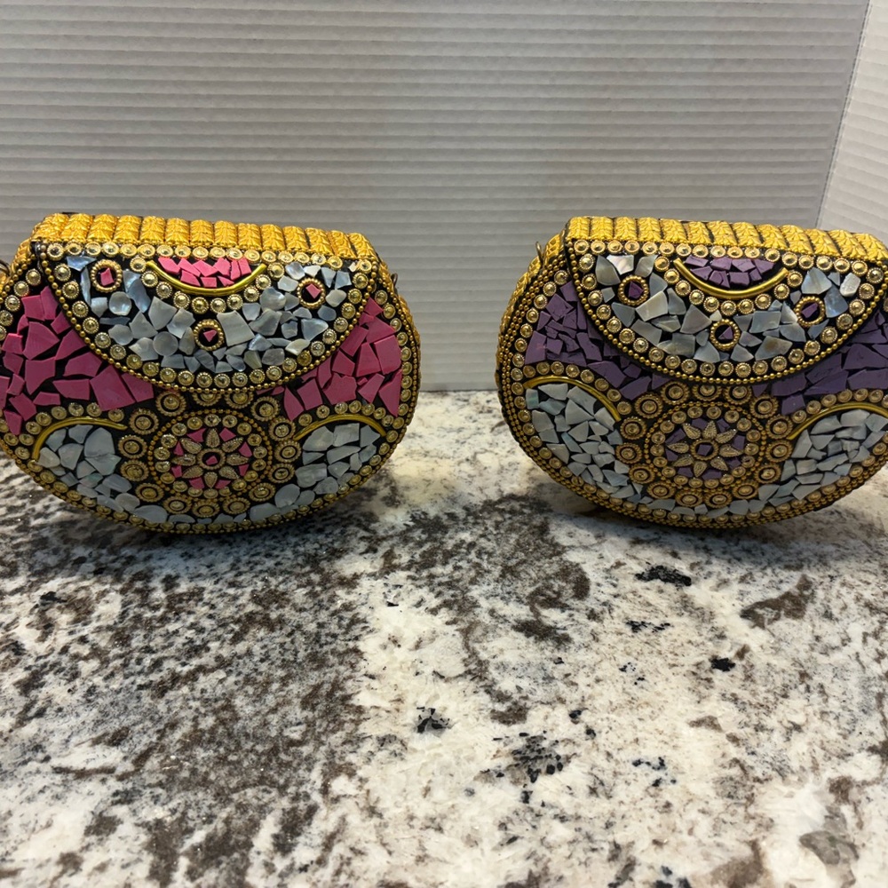 Mosaic Clutch with Gold Accents